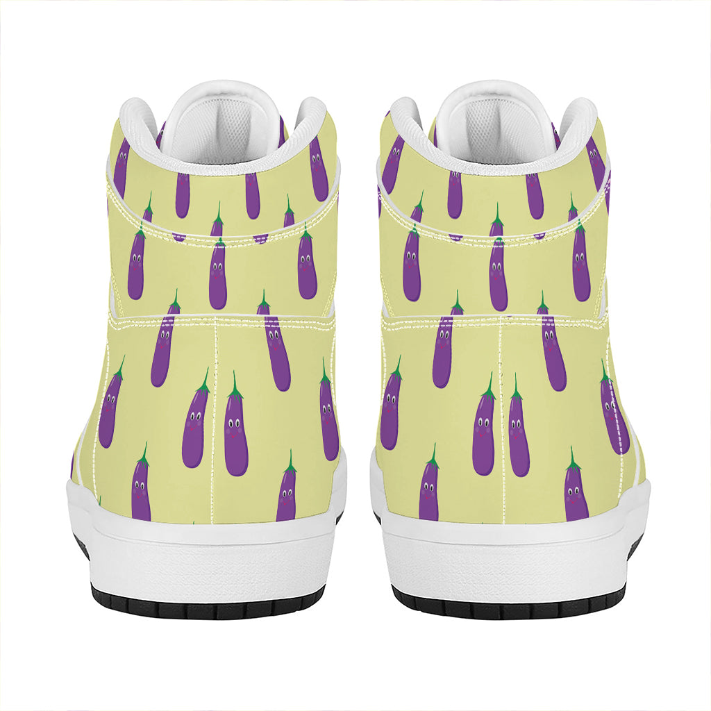 Cute Eggplant Pattern Print High Top Leather Sneakers