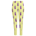Cute Eggplant Pattern Print High-Waisted Pocket Leggings