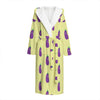 Cute Eggplant Pattern Print Hooded Bathrobe