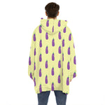 Cute Eggplant Pattern Print Hoodie Blanket