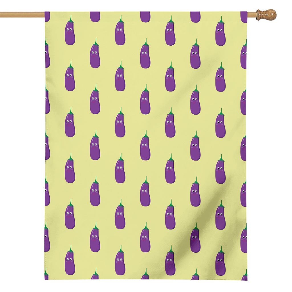 Cute Eggplant Pattern Print House Flag