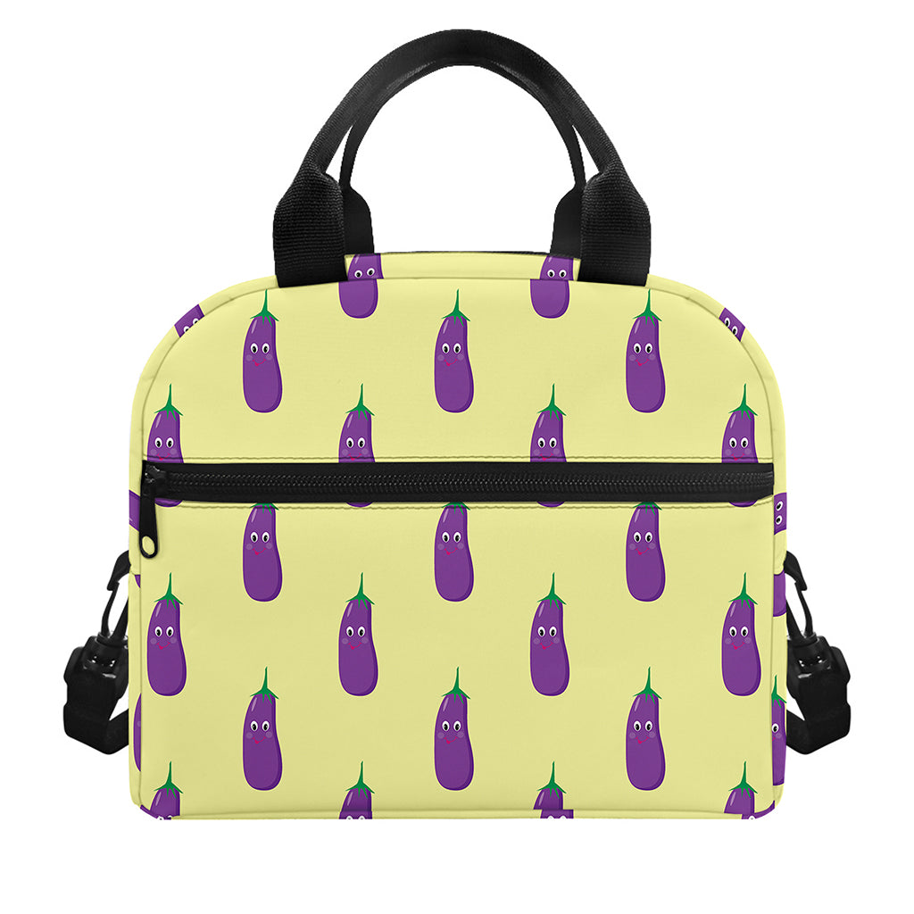 Cute Eggplant Pattern Print Insulated Lunch Bag