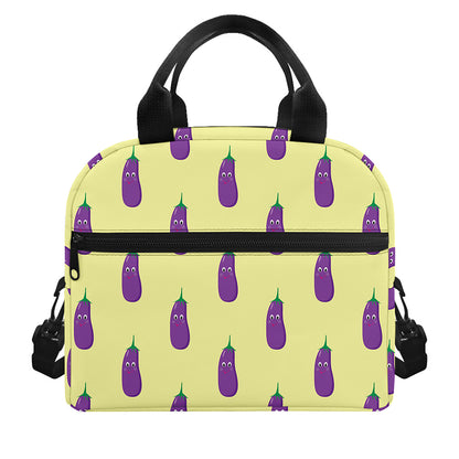 Cute Eggplant Pattern Print Insulated Lunch Bag