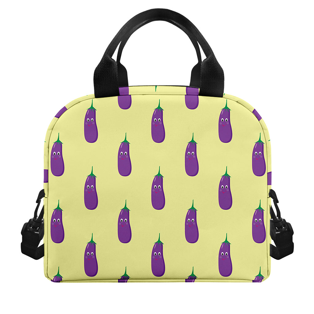 Cute Eggplant Pattern Print Insulated Lunch Bag