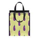Cute Eggplant Pattern Print Insulated Lunch Tote