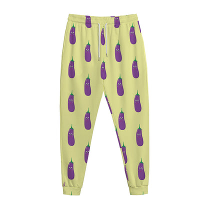 Cute Eggplant Pattern Print Jogger Pants