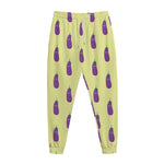 Cute Eggplant Pattern Print Jogger Pants