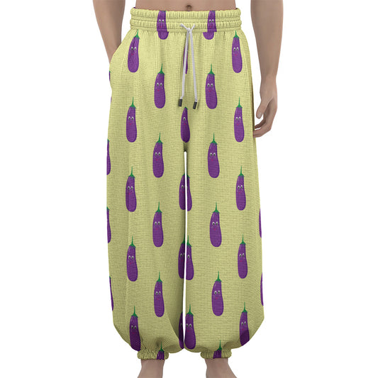 Cute Eggplant Pattern Print Lantern Pants
