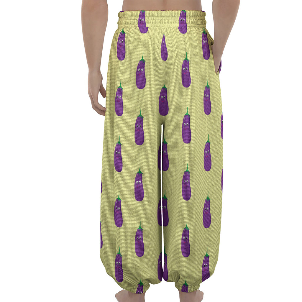 Cute Eggplant Pattern Print Lantern Pants