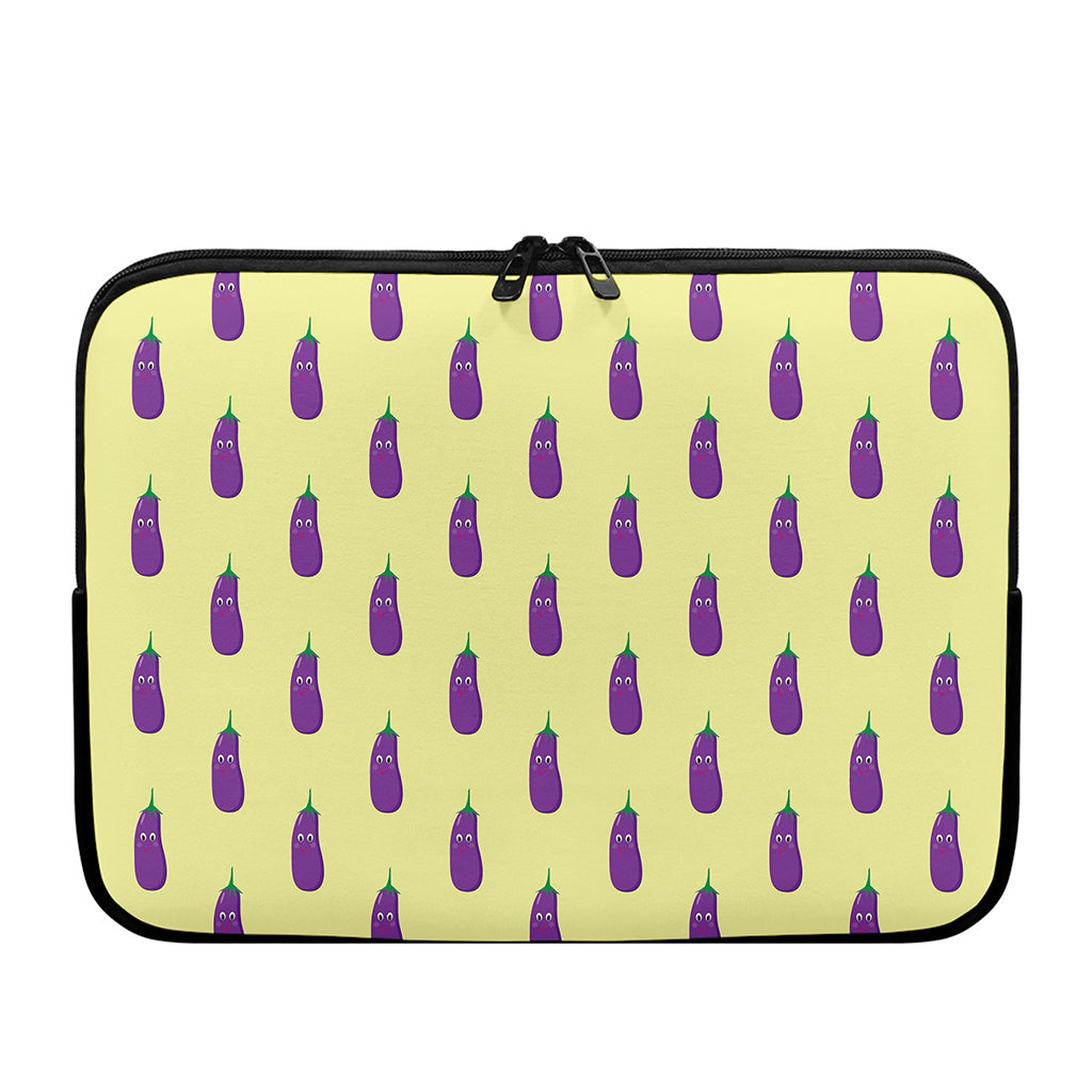 Cute Eggplant Pattern Print Laptop Sleeve