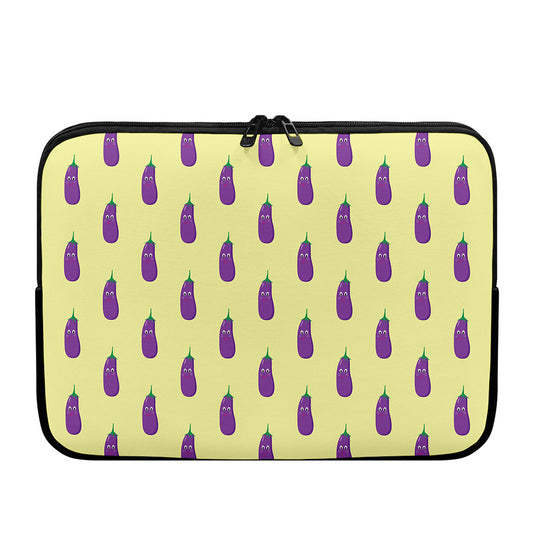 Cute Eggplant Pattern Print Laptop Sleeve