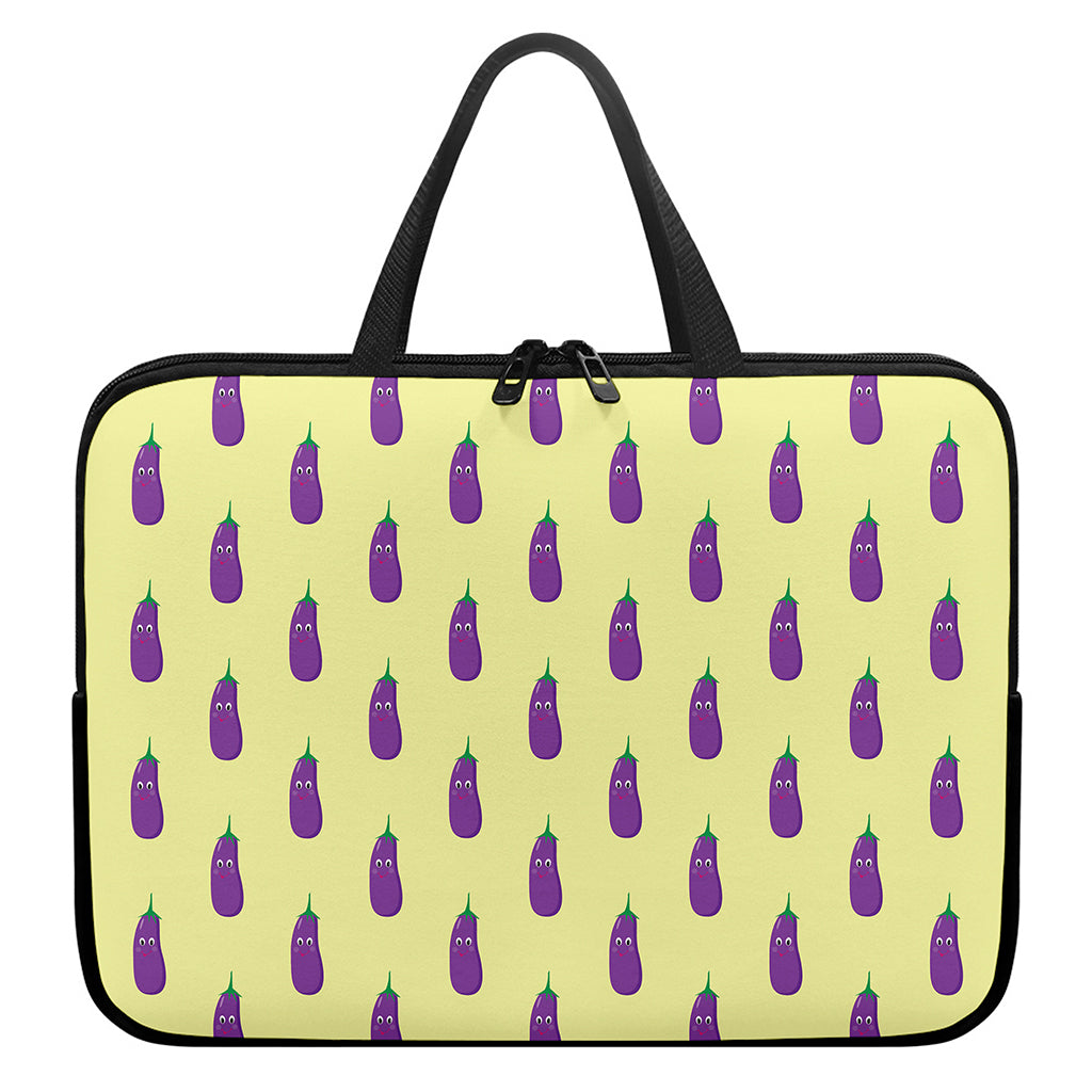 Cute Eggplant Pattern Print Laptop Sleeve With Handle
