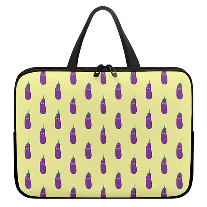 Cute Eggplant Pattern Print Laptop Sleeve With Handle