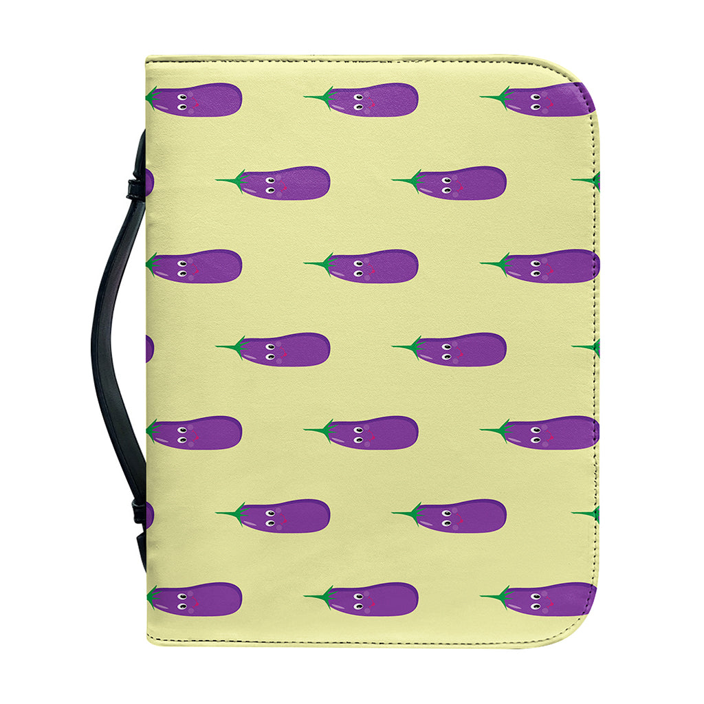 Cute Eggplant Pattern Print Leather Bible Cover