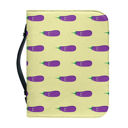 Cute Eggplant Pattern Print Leather Bible Cover