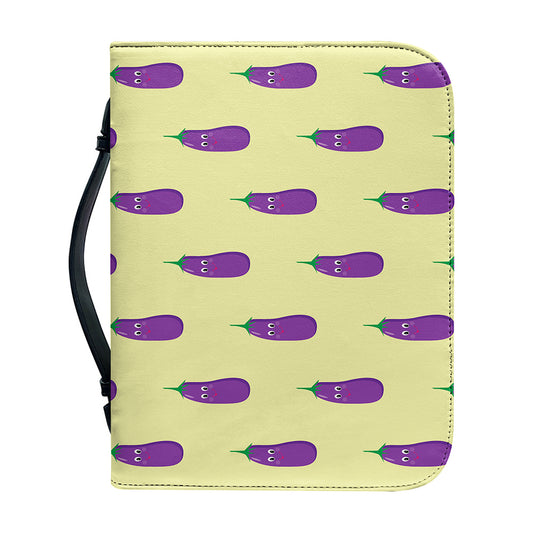 Cute Eggplant Pattern Print Leather Bible Cover