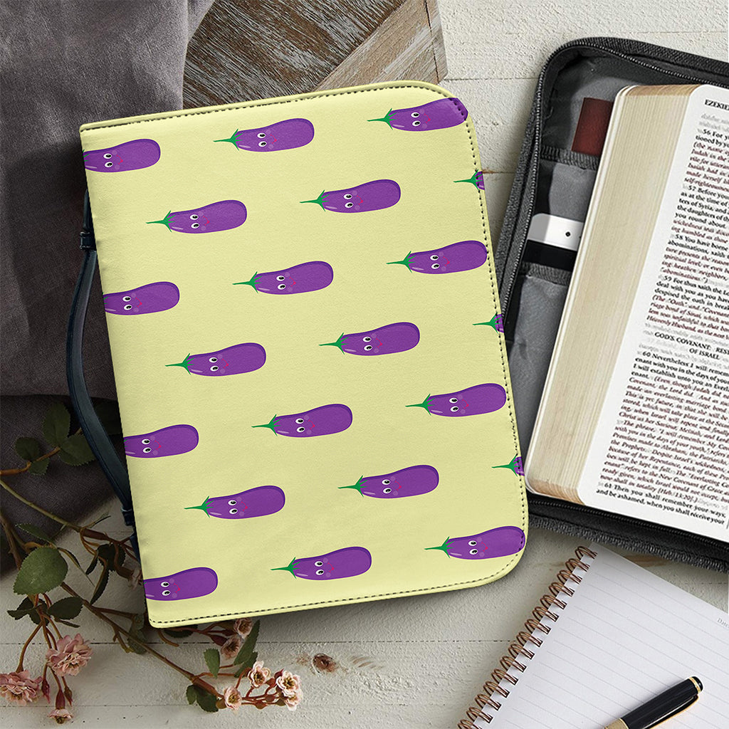 Cute Eggplant Pattern Print Leather Bible Cover