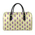 Cute Eggplant Pattern Print Leather Duffel Bag