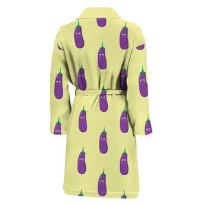 Cute Eggplant Pattern Print Men's Bathrobe