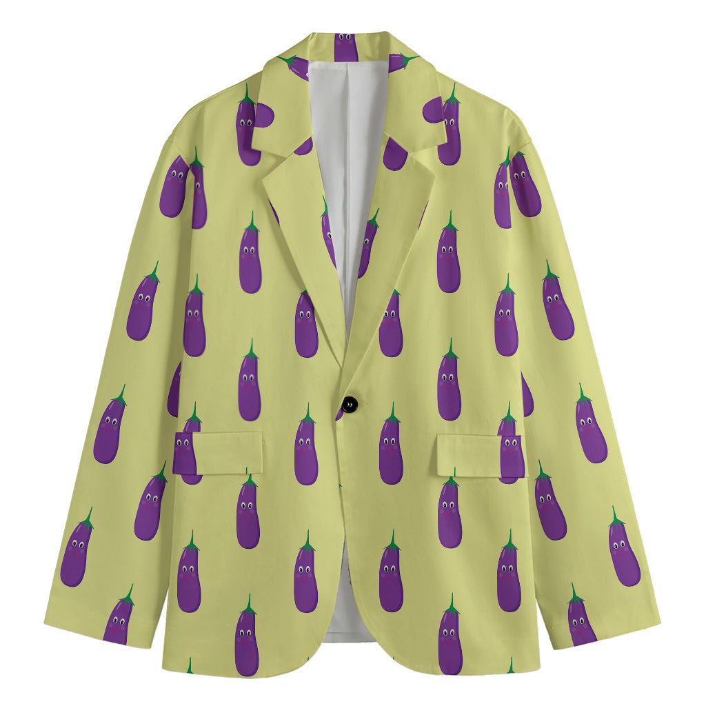 Cute Eggplant Pattern Print Men's Blazer