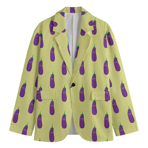 Cute Eggplant Pattern Print Men's Blazer