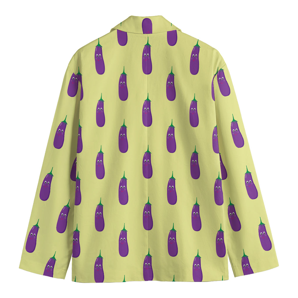 Cute Eggplant Pattern Print Men's Blazer