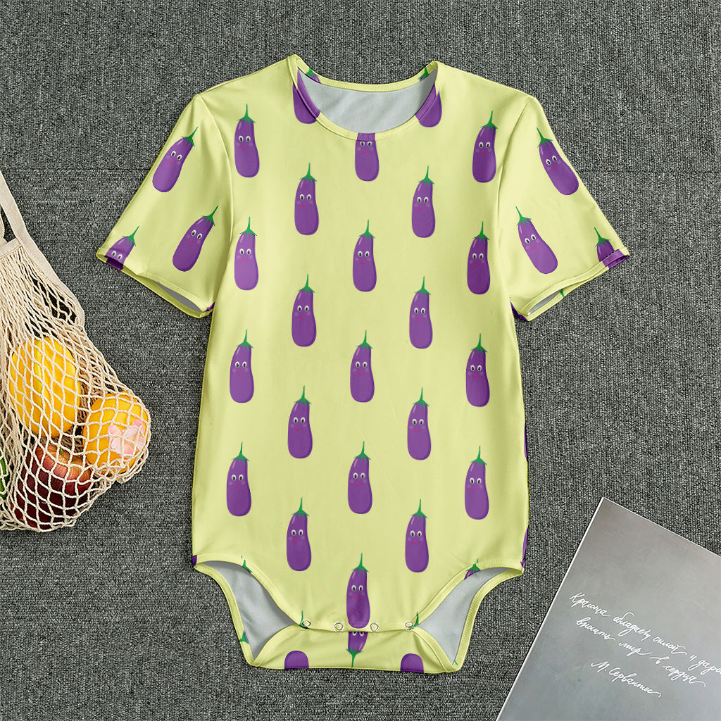 Cute Eggplant Pattern Print Men's Bodysuit