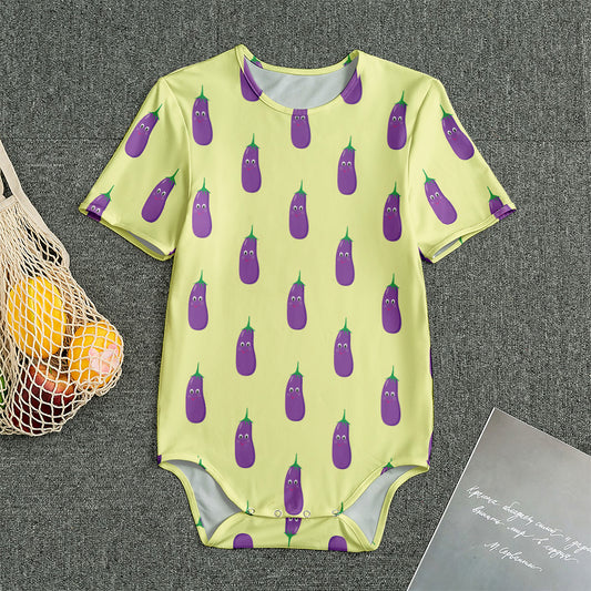 Cute Eggplant Pattern Print Men's Bodysuit