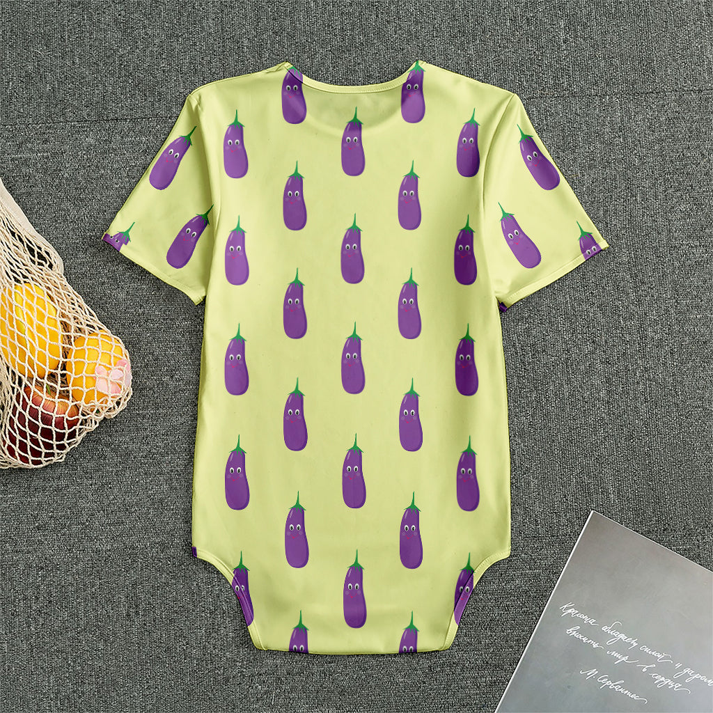 Cute Eggplant Pattern Print Men's Bodysuit