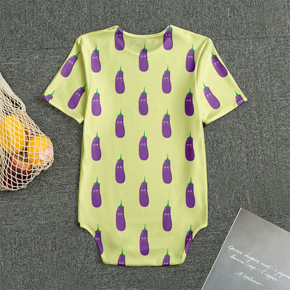 Cute Eggplant Pattern Print Men's Bodysuit