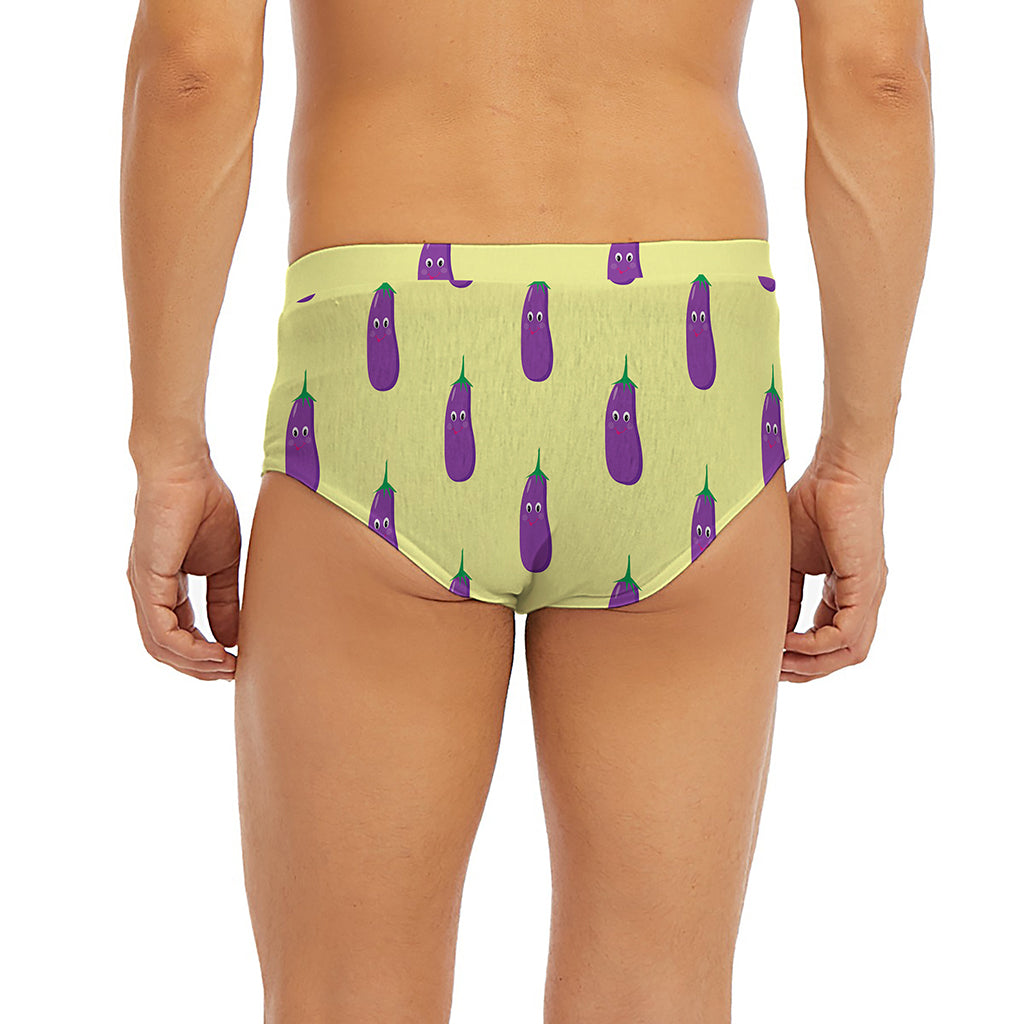 Cute Eggplant Pattern Print Men's Briefs