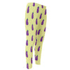 Cute Eggplant Pattern Print Men's Compression Pants