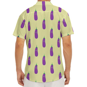 Cute Eggplant Pattern Print Men's Deep V-Neck Shirt