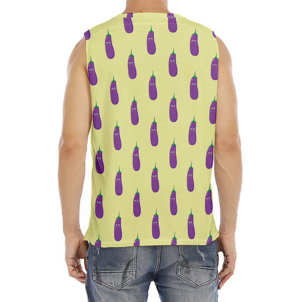 Cute Eggplant Pattern Print Men's Fitness Tank Top