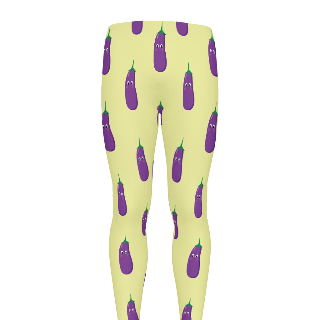 Cute Eggplant Pattern Print Men's leggings