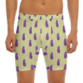Cute Eggplant Pattern Print Men's Long Boxer Briefs