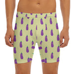 Cute Eggplant Pattern Print Men's Long Boxer Briefs