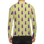 Cute Eggplant Pattern Print Men's Long Sleeve Rash Guard