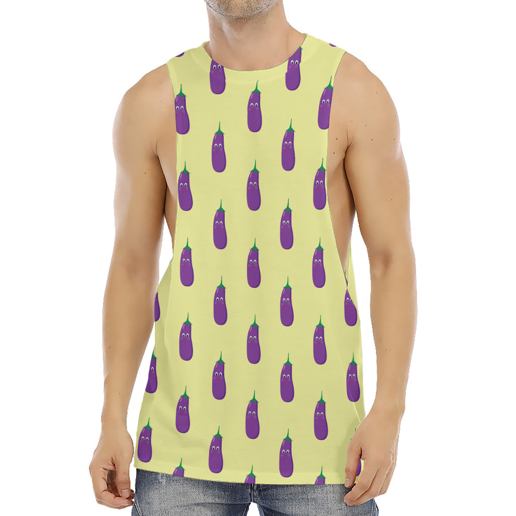 Cute Eggplant Pattern Print Men's Muscle Tank Top