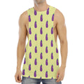 Cute Eggplant Pattern Print Men's Muscle Tank Top