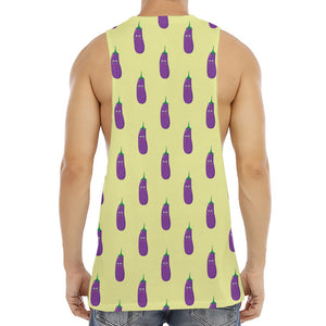 Cute Eggplant Pattern Print Men's Muscle Tank Top