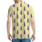 Cute Eggplant Pattern Print Men's Polo Shirt