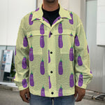 Cute Eggplant Pattern Print Men's Shirt Jacket