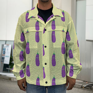 Cute Eggplant Pattern Print Men's Shirt Jacket