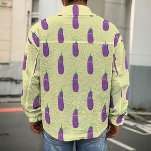 Cute Eggplant Pattern Print Men's Shirt Jacket