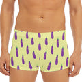 Cute Eggplant Pattern Print Men's Short Boxer Briefs