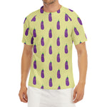 Cute Eggplant Pattern Print Men's Short Sleeve Rash Guard