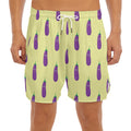 Cute Eggplant Pattern Print Men's Split Running Shorts