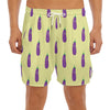 Cute Eggplant Pattern Print Men's Split Running Shorts