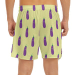 Cute Eggplant Pattern Print Men's Split Running Shorts